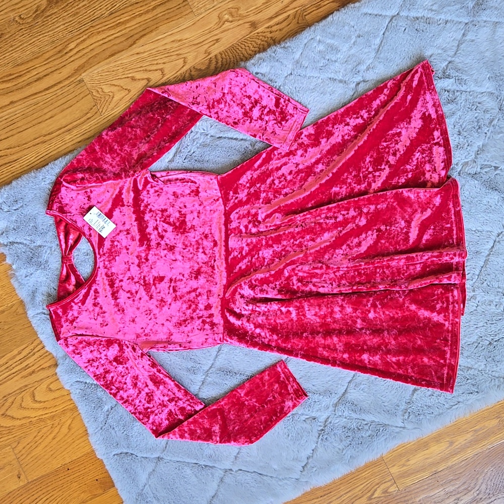 The Children's Place Red/Pink Velvet Dress, Girls XL, New With Tags